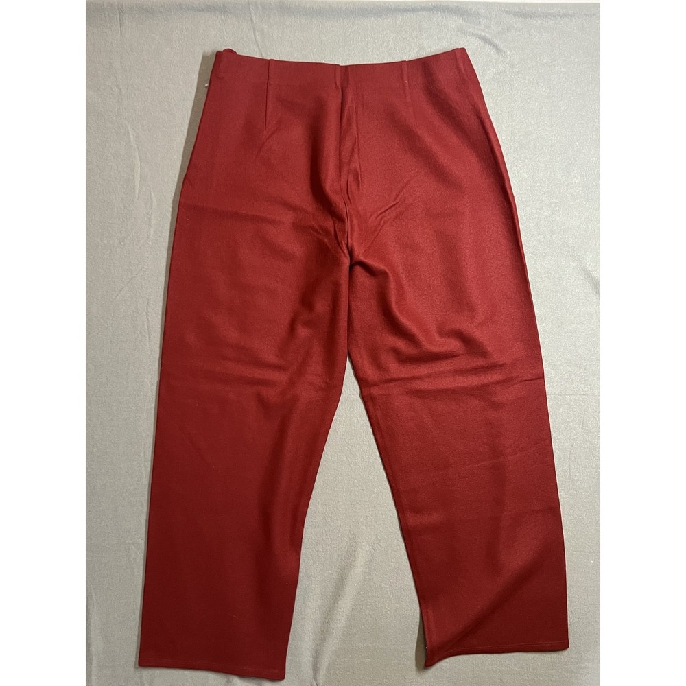 Women's Burgundy Wide Leg Crop Pants Side Zip Stretch L/G (Large) - Picture 8 of 8